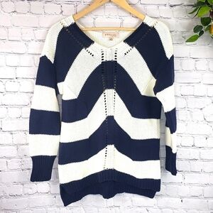 PHILOSOPHY Knitted Striped Hi-Lo Sweater S…